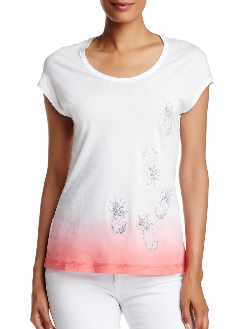 Tommy Bahama New Ombre Pineapple Tee Sequin Embellished T-Shirt Top Women's 8-10